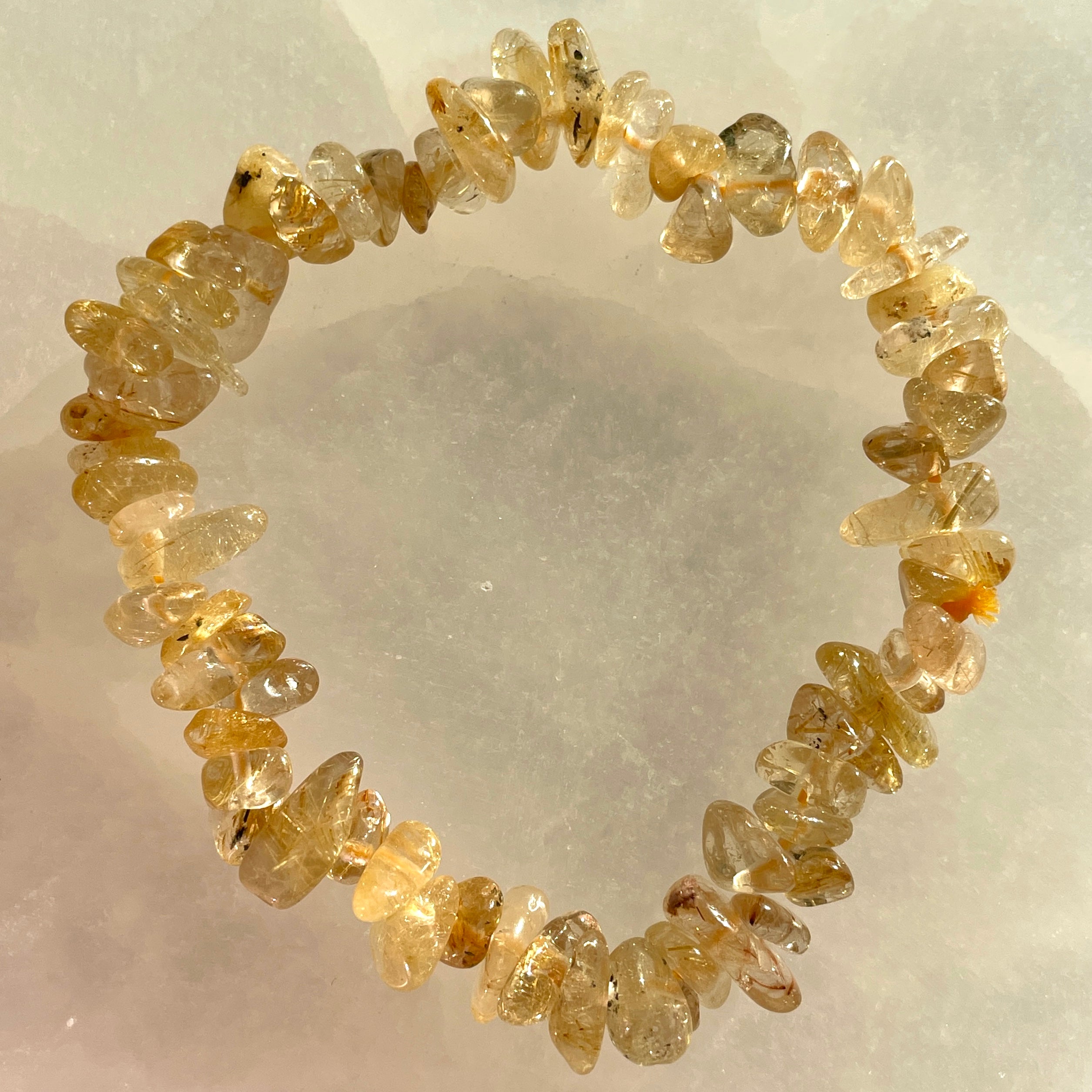 Gold Rutile Quartz (AA) Chip Bracelet Gold Rutile Quartz (AA) Chip Bracelet